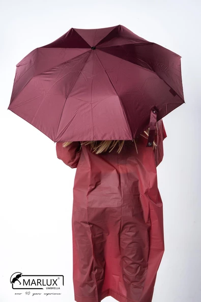 Marlux 8 Telli Manuel Rüzgara Dayanıklı Kılıflı Şemsiye Bordo MPR2003 - Resim 3