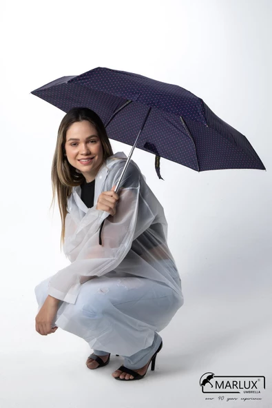 Marlux Lacivert Puantiyeli Çanta Boy Kadın Şemsiye M21MAR210PR02 - Resim 4