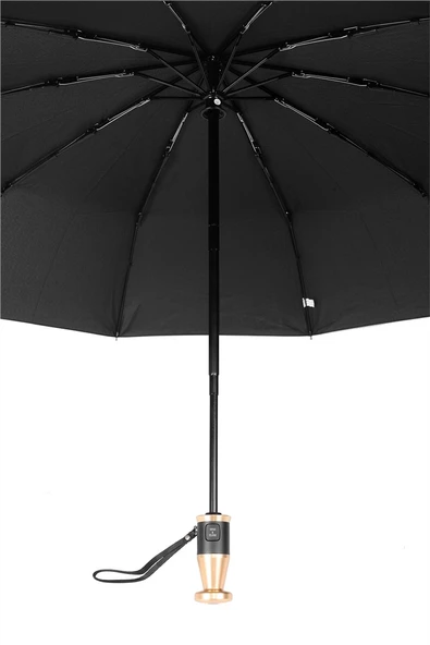 Marlux Siyah Desenli Rolls Royce Gold Saplı Ultra Lüks Premium Şemsiye  M21MAR1021R003 - Resim 3