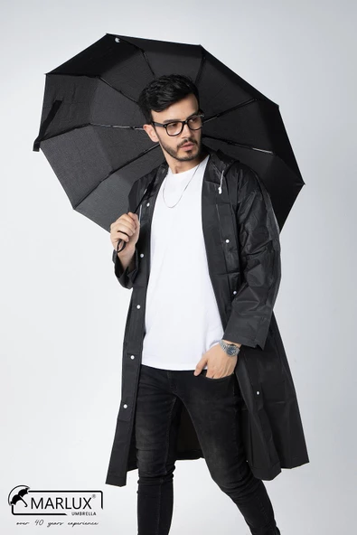 Marlux Siyah Tam Otomatik 10 Tel Premium Lüx Erkek Şemsiye M21MAR1001MR001 - Resim 4