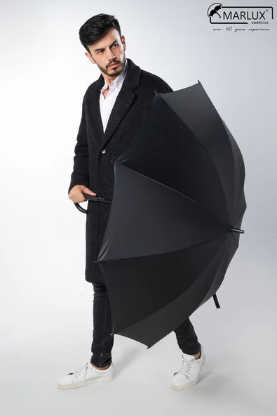 Marlux Siyah Fiber 10  Tel Erkek Baston Şemsiye M21MAR10139R001 - 12