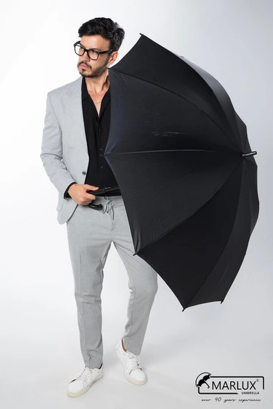 Marlux Siyah Fiber 10  Tel Erkek Baston Şemsiye M21MAR10139R001 - 5