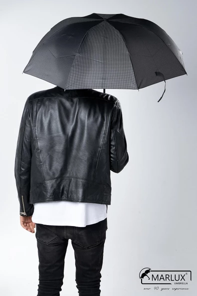 Marlux Siyah Koyu Gri Unisex Yarasa Tip Kırılmaz Şemsiye M21MAR077R003 - 3