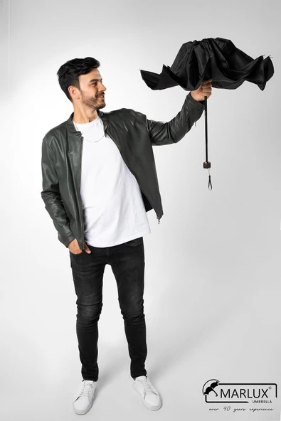 Marlux Siyah Unisex Yarasa Tip Kırılmaz Şemsiye M21MAR077R001 - 7