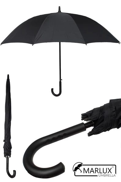Marlux Siyah Fiber 10  Tel Erkek Baston Şemsiye M21MAR10139R001 - 8