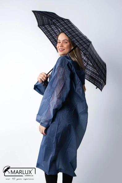 Marlux Siyah Ekoseli Tam Otomatik Kadın Şemsiye Şemsiye M21MAR703R006 - Resim 4