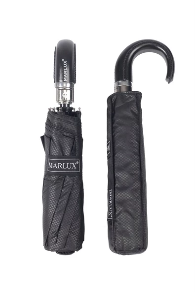 Marlux Siyah Desenli Hakiki Deri Baston Saplı Tam Otomatik Premium Erkek Şemsiye M21MAR1003MR003 - Resim 4