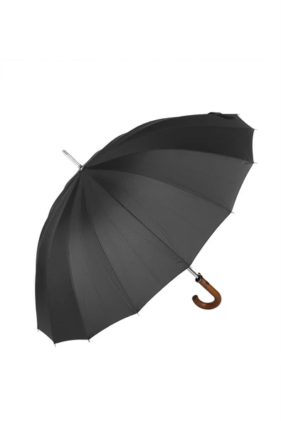Marlux Siyah Ahşap Saplı 16 Çelik Telli Ultra Premium Lüks Erkek Baston Şemsiye M21MARMPR1025R001 - 9
