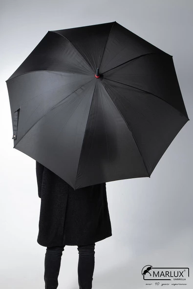 Marlux 8 Fiber Telli Rüzgara Dayanıklı Otomatik Özel Tasarım Protokol Şemsiye Siyah Kırmızı MPR2008 - Resim 3