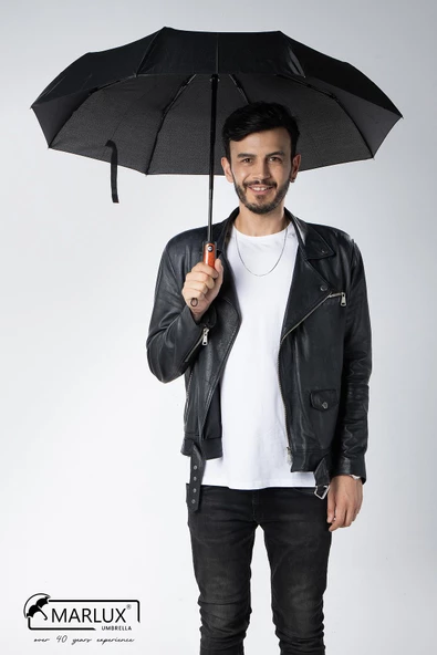 Marlux Yarı Fiber 8 Telli Rüzgar Koruma Ters Dönebilir Kırılmaz Telli Tam Otomatik Siyah Şemsiye M21MAR717R01 - 2