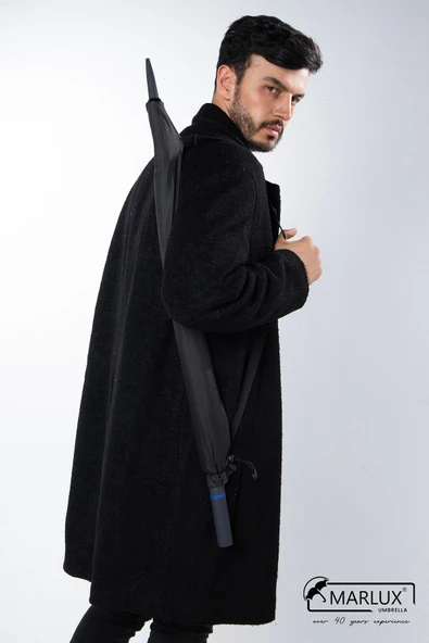 Marlux 8 Fiber Telli Rüzgara Dayanıklı Otomatik Özel Tasarım Protokol Şemsiye Siyah Mavi MPR2008 - Resim 8