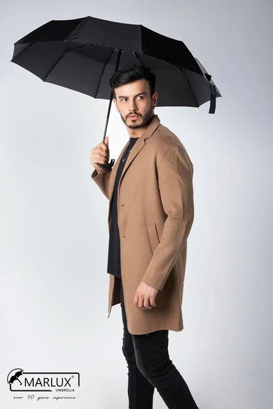 Marlux Siyah Karbon Baston Saplı Tam Otomatik Premium Lüks Erkek Şemsiye M21MAR1006M - 7