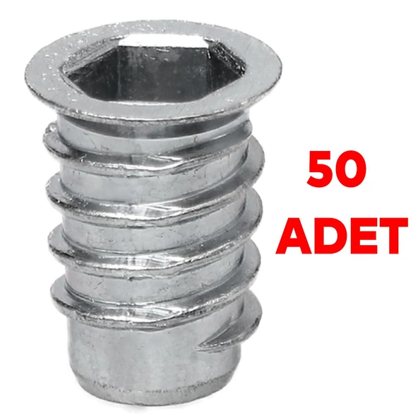 Metal Düz Dişli Dübel Ahşap Dübeli M6 8x20 Diş Çinko Mobilya Bağlantı Ünite Birleştirme (50 ADET) - 6