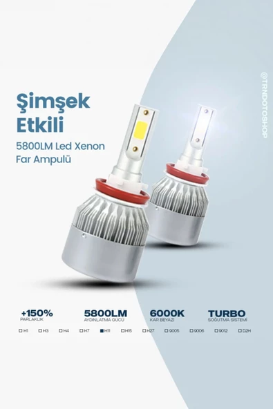 11194  H11 Led Xenon Oto Ampulü Beyaz