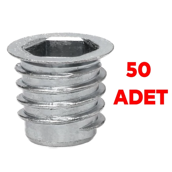 Metal Düz Dişli Dübel Ahşap Dübeli M8 10x15 Diş Çinko Mobilya Bağlantı Ünite Birleştirme (50 ADET) - 3