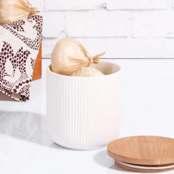 Kosova Pr-By308 Bambulu Küçük Porselen Kavanoz - 2