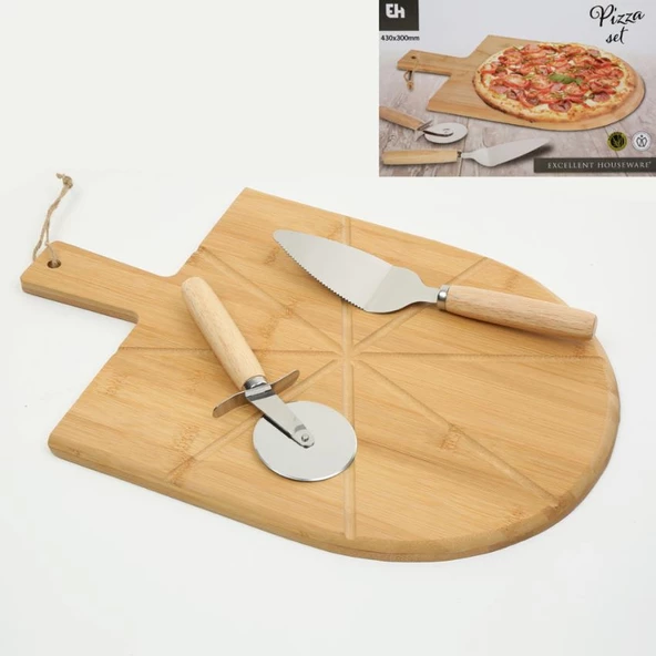 Vitale 3'lü Bambu Pizza Kesme Tahtası 43x30 cm