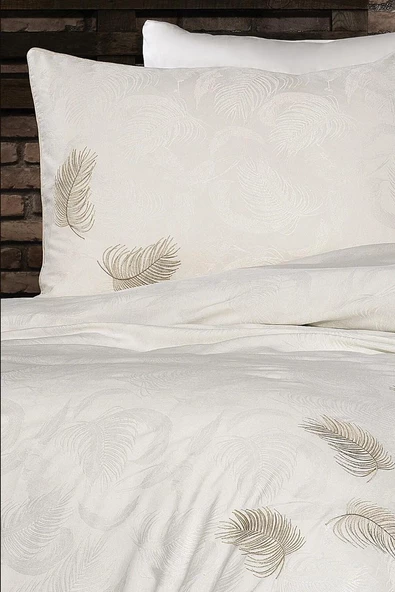 Nazik Home Belissa Nakışlı Pamuk Saten 6 Parça Nevresim Takımı Krem Çift Kişilik - Resim 2