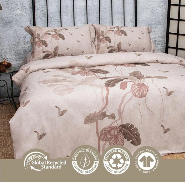 Nazik Home Aden Dijital Baskı Nevresim Takımı Pudra King Size - Resim 3