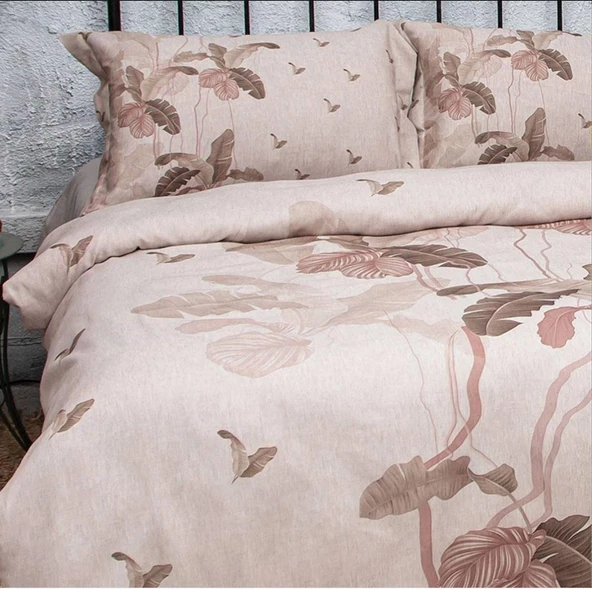 Nazik Home Aden Dijital Baskı Nevresim Takımı Pudra King Size - Resim 2