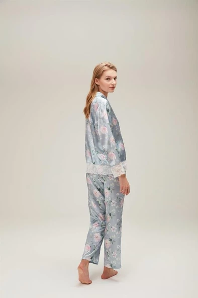 Nazik Home Liva Dantelli Pijama Takımı Açık Mavi S - 8