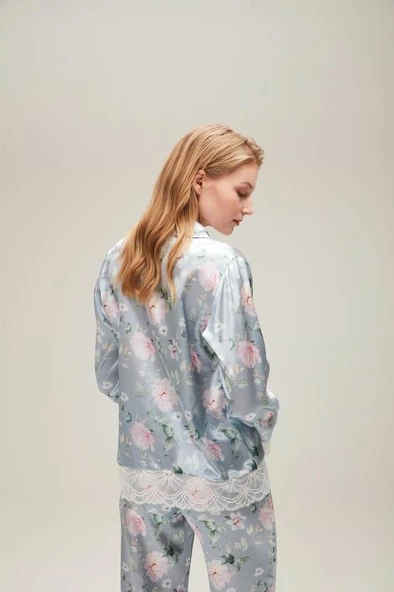 Nazik Home Liva Dantelli Pijama Takımı Açık Mavi L - 10