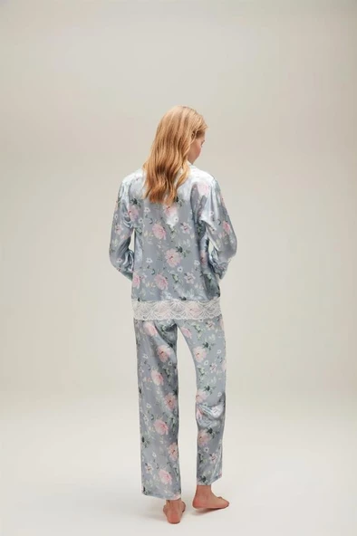 Nazik Home Liva Dantelli Pijama Takımı Açık Mavi L - 2