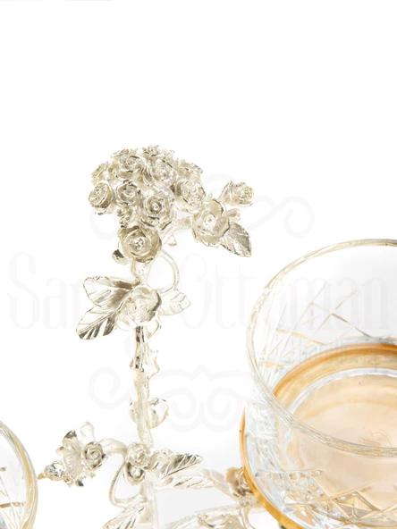 Güllü Ayaklı 2'li Cam Drajelik - Resim 10