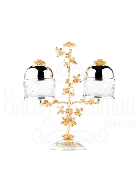 Güllü Ayaklı 2'li Cam Drajelik ürün görseli