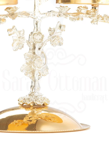 Güllü Ayaklı 2'li Cam Drajelik - Resim 12