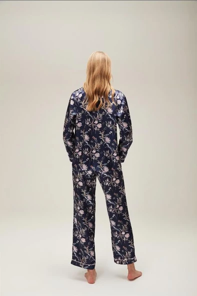 Nazik Home Mia Düğmeli Pijama Takımı Lacivert L - 8