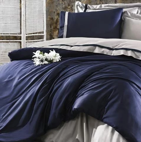 Nazik Home Elite Organik Pamuk Saten 6 Parça Nevresim Takımı Lacivert Çift Kişilik