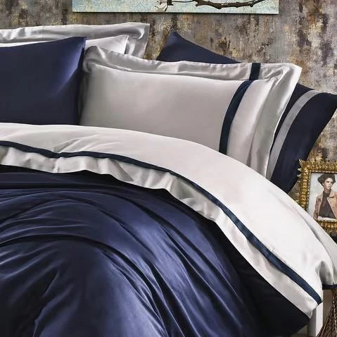 Nazik Home Elite Organik Pamuk Saten 6 Parça Nevresim Takımı Lacivert Çift Kişilik - 3
