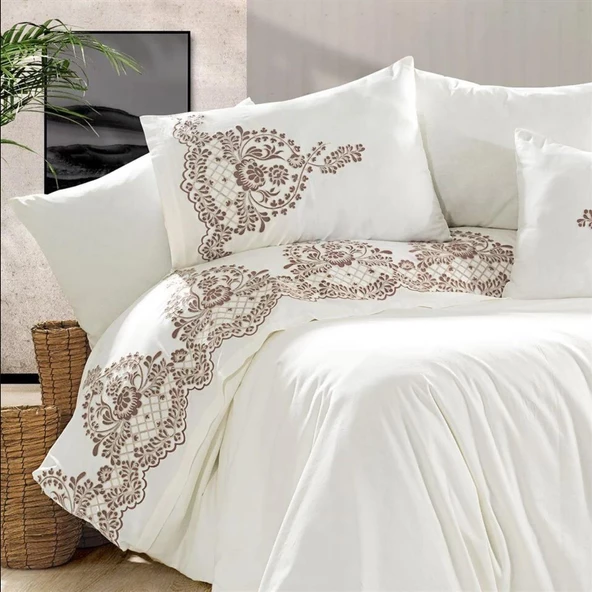 Nazik Home Monza Pamuk Saten Nevresim Takımı Pudra Çift Kişilik