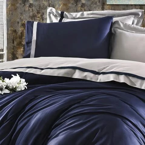 Nazik Home Elite Organik Pamuk Saten 6 Parça Nevresim Takımı Lacivert Çift Kişilik - 2