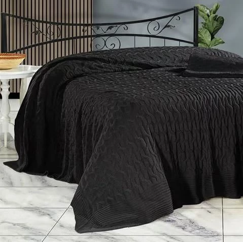 Nazik Home Emma Triko Battaniye Antrasit Çift Kişilik