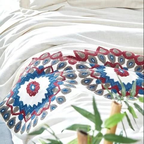 Nazik Home Evora Keten Nevresim Takımı Bordo / İndigo Çift Kişilik - 2