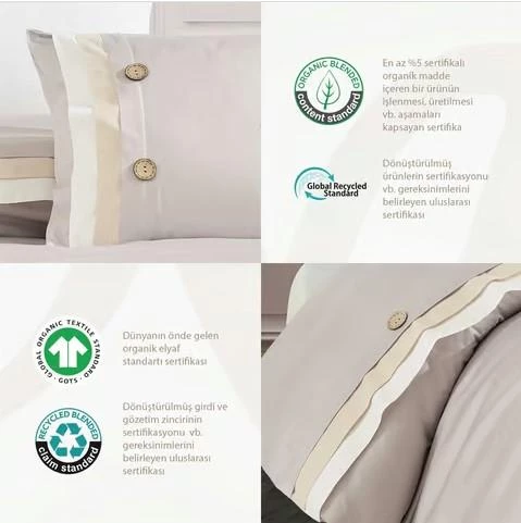 Nazik Home Este Pamuklu Nevresim Takımı Krem Çift Kişilik - 5