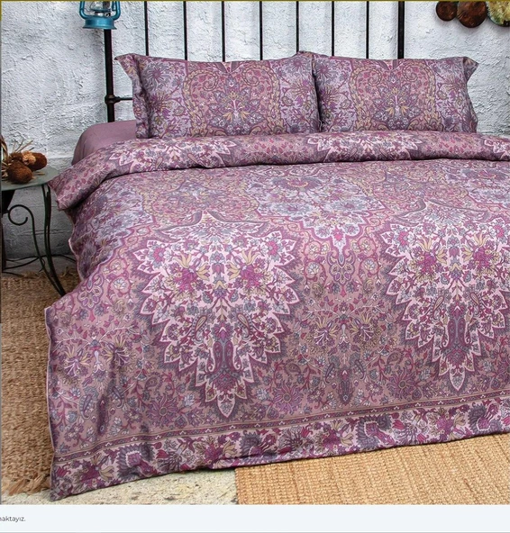 Nazik Home Talin Dijital Nevresim Takımı Mürdüm King Size