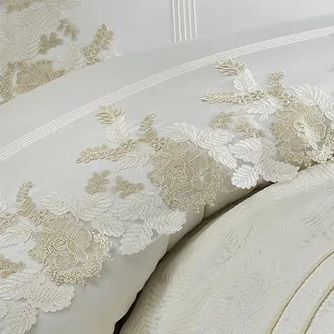 Nazik Home Floransa Nevresim-Pike Seti Krem Çift Kişilik - 2