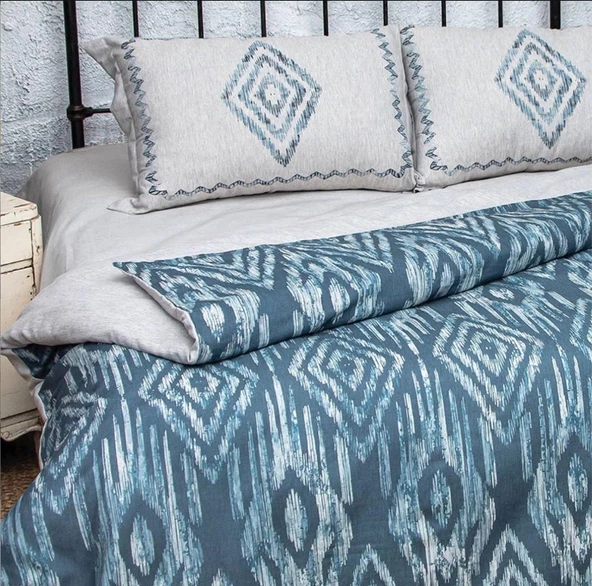 Nazik Home Verona Dijital Baskı Nevresim Takımı Mavi Tek Kişilik - Resim 2