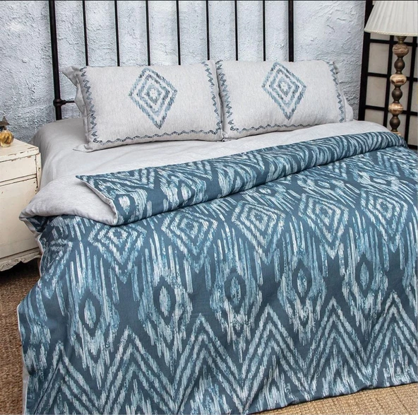 Nazik Home Verona Dijital Baskı Nevresim Takımı Mavi Tek Kişilik ürün görseli