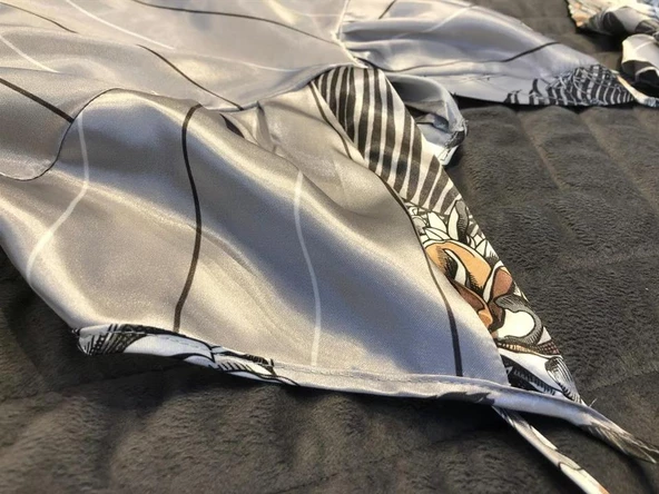 Nazik Home Zen Sabahlık Şort Büstiyer 3'lü Takım Gri L - 7