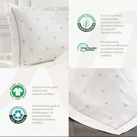Nazik Home Hermes Pamuklu Nevresim Takımı Krem Çift Kişilik - 3