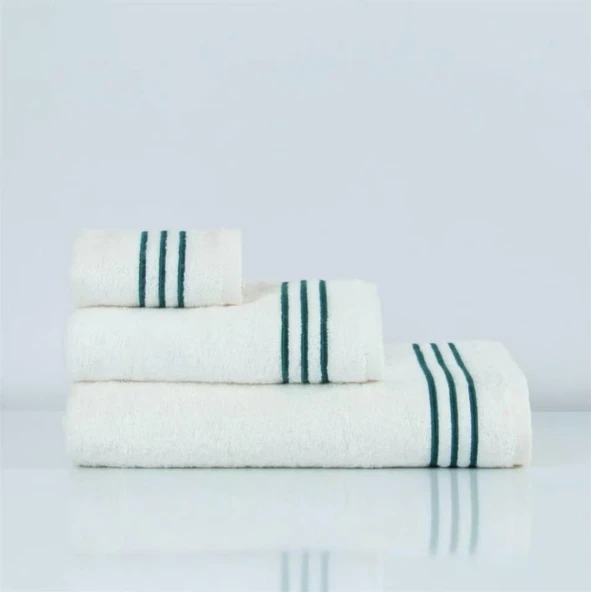 Nazik Home Zen Çizgi Nakışlı Havlu Yeşil 90X150 - Resim 2