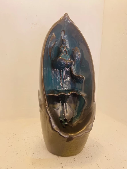 budha geri akış tütsülük buda ters akış tütsü seramik feng sui - Resim 5