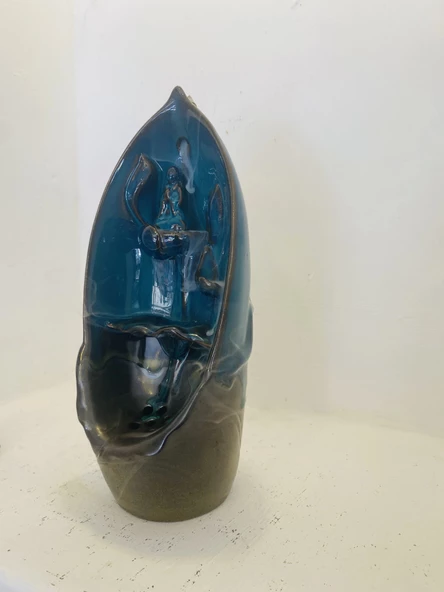 budha geri akış tütsülük buda ters akış tütsü seramik feng sui - Resim 8