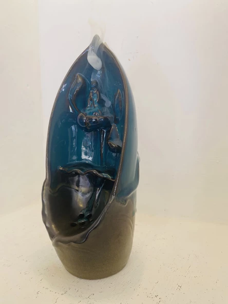 budha geri akış tütsülük buda ters akış tütsü seramik feng sui - Resim 2