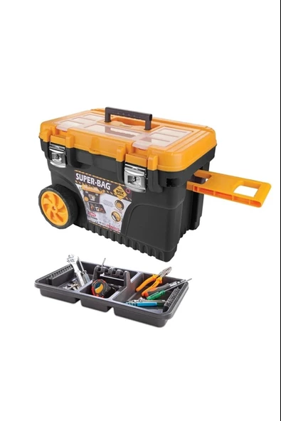 Süper Bag Tekerlekli Takım Çantası Alet Edevat Çantası Metal Kilitli Mobil Takım Çantası Mobil Çanta ASR-2011 - 3