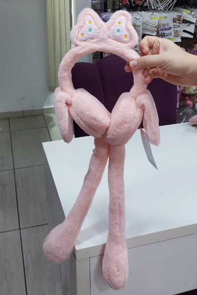 Fiyonklu Oynar Tavşan Kulaklı Çocuk Kulak Isıtıcı Koruyucu Kulaklık - 5